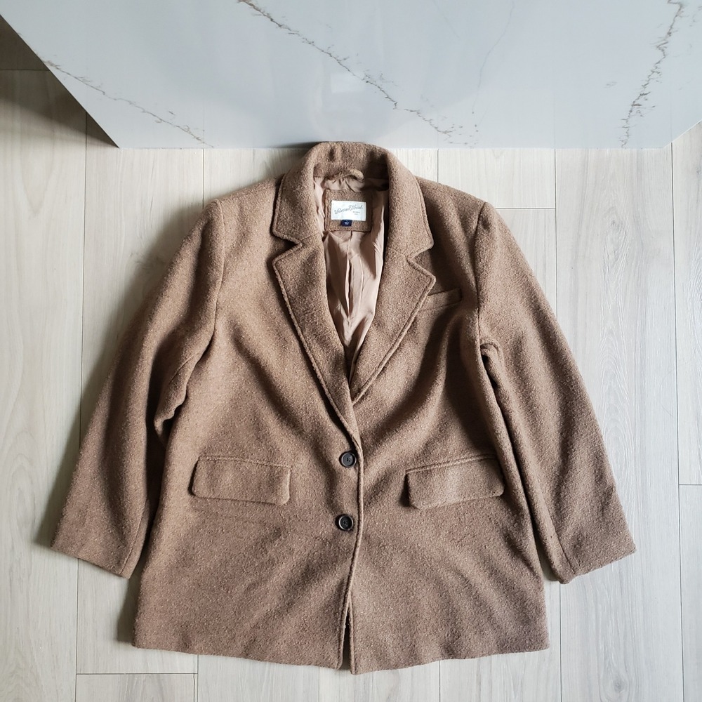 Universal Thread Blazer Coat Womens Large Brown Textured Long Sleeve Jacket